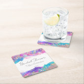 Dessous-de-verre Carré En Papier Parties scintillant d'or en encre d'alcool Rainbow (En situation)