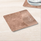 Dessous-de-verre Carré En Papier Parties scintillant métal Rose or personnalisé (Incliné)