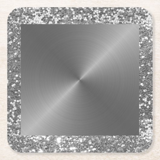 Dessous-de-verre Carré En Papier Parties scintillant métallique argenté (Devant)