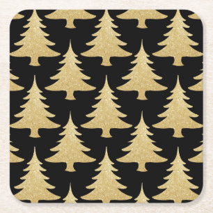 Dessous-de-verre Carré En Papier parties scintillant or élégant arbre de Noël motif