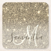Dessous-de-verre Carré En Papier Parties scintillant Or moderne étincelles Nom pers (Devant)