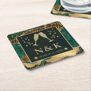 Dessous-de-verre Carré En Papier Parties scintillant Poster de animal de la jungle 