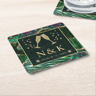 Dessous-de-verre Carré En Papier Parties scintillant Poster de animal de la jungle 