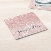 Dessous-de-verre Carré En Papier Parties scintillant rose moderne étincelles Nom pe (Incliné)