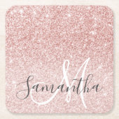 Dessous-de-verre Carré En Papier Parties scintillant rose moderne étincelles Nom pe (Devant)