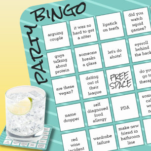 Dessous-de-verre Carré En Papier Party Bingo Game Card Turquoise Stripes Amusante M