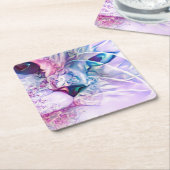 Dessous-de-verre Carré En Papier Pastel Cat Dreamscape (Incliné)