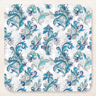 Dessous-de-verre Carré En Papier Pastel Floral Doodle Motif Vintage.