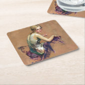 Dessous-de-verre Carré En Papier Pastel Portrait (Incliné)