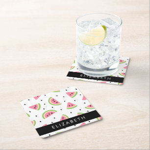 Dessous-de-verre Carré En Papier Pastèque Rose, Pâtes De Pâques, Votre Nom