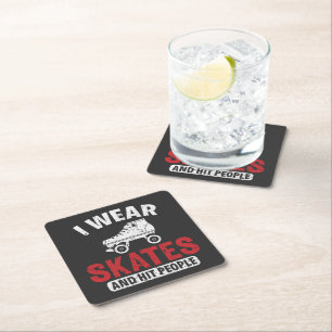 Dessous-de-verre Carré En Papier Patinage Derby Roller Patineuse