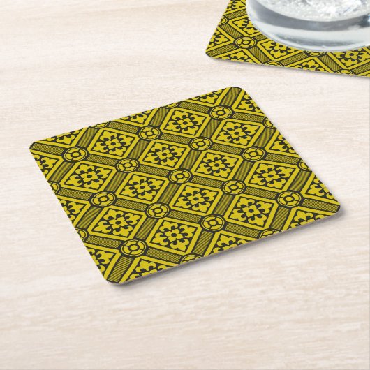 Dessous-de-verre Carré En Papier Pattern de Medieval Yellow (Incliné)