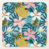 Dessous-de-verre Carré En Papier Pattern tropical hibiscus (Devant)