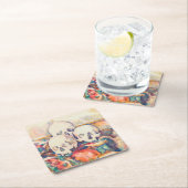 Dessous-de-verre Carré En Papier Paul Cezanne - Aquarelle à trois crânes (En situation)