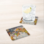 Dessous-de-verre Carré En Papier Paul Cezanne - La vie morte avec panier (En situation)