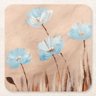 Dessous-de-verre Carré En Papier Pavot bleu dans l'herbe