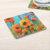 Dessous-de-verre Carré En Papier Pavots (Incliné)