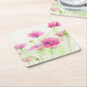 Dessous-de-verre Carré En Papier Pavots peints 3 d'aquarelle (Incliné)