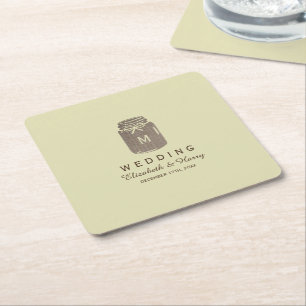 Dessous-de-verre Carré En Papier Pays Burlap Mason Jar Mariage