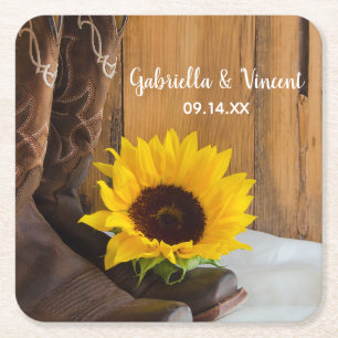 Dessous-de-verre Carré En Papier Pays Sunflower Mariage Ouest