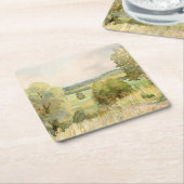 Dessous-de-verre Carré En Papier Paysage d'aquarelle (Incliné)