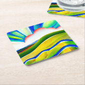 Dessous-de-verre Carré En Papier Paysage de Sunburst Rainbow (Incliné)