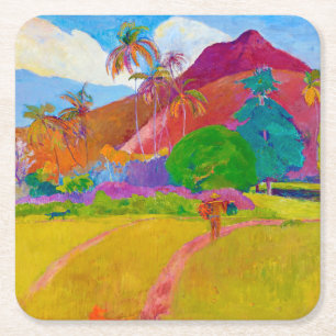 Dessous-de-verre Carré En Papier Paysage tahitien, Gauguin