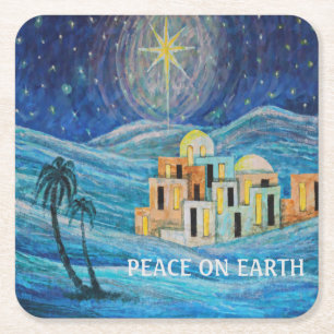 Dessous-de-verre Carré En Papier Peace on Earth Star de Bethléem Hanoukka