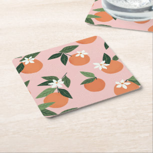 Dessous-de-verre Carré En Papier Peach Orange Juice Motif