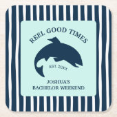 Dessous-de-verre Carré En Papier Pêche Marine Bachelor Party Reel bons moments (Devant)