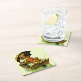 Dessous-de-verre Carré En Papier Pêche terminée (En situation)