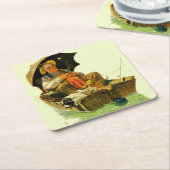 Dessous-de-verre Carré En Papier Pêche terminée (Incliné)