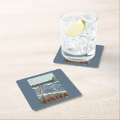 Dessous-de-verre Carré En Papier Pêcheur de mouche - Cordova, Alaska (En situation)