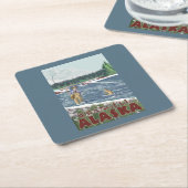 Dessous-de-verre Carré En Papier Pêcheur de mouche - Wrangell, Alaska (Incliné)