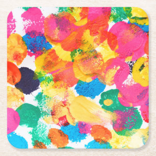 Dessous-de-verre Carré En Papier Peinture abstraite colorée mignonne