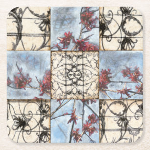 Dessous-de-verre Carré En Papier Peinture abstraite lambrissée de Scrollwork