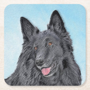 Dessous-de-verre Carré En Papier Peinture belge Sheepdog - Cute Original Chien Art