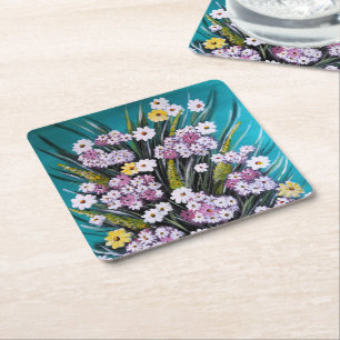 Dessous-de-verre Carré En Papier Peinture de bouquet printanier par Alfred Fox