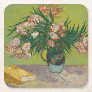 Dessous-de-verre Carré En Papier Peinture de fleur d'oléandre de Vincent Van Gogh