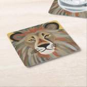 Dessous-de-verre Carré En Papier Peinture de lion (Incliné)