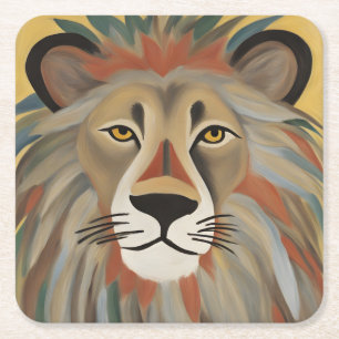 Dessous-de-verre Carré En Papier Peinture de lion