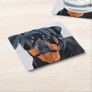 Dessous-de-verre Carré En Papier Peinture de Rottweiler par Alfred Fox