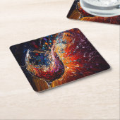 DESSOUS-DE-VERRE CARRÉ EN PAPIER PEINTURE DE VIN (Incliné)