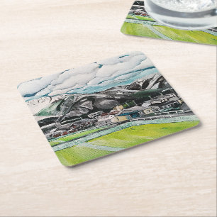 Dessous-de-verre Carré En Papier Peinture du Mont Fuji par Alfred Fox
