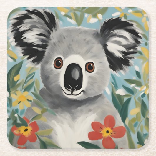 Dessous-de-verre Carré En Papier Peinture Koala (Devant)