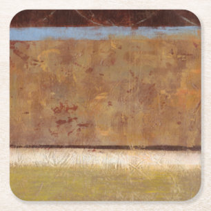 Dessous-de-verre Carré En Papier Peinture moderne dans des tons de la terre par le