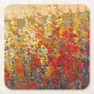 Dessous-de-verre Carré En Papier Peinture murale lumineuse de jardin des fleurs