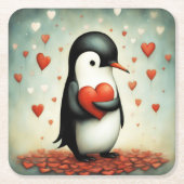 Dessous-de-verre Carré En Papier Penguin Love 1 (Devant)