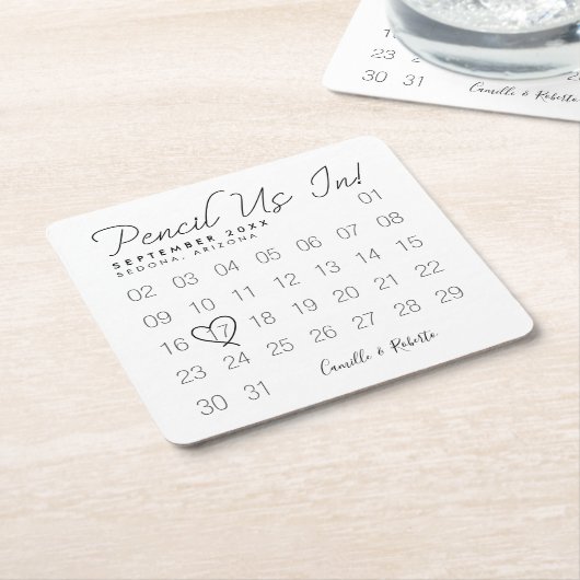 Dessous-de-verre Carré En Papier Pensez-Nous Dans Le Calendrier Blanc Minimal Sauve (Incliné)