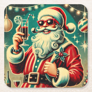 Dessous-de-verre Carré En Papier Père Noël cool drôle de Noël